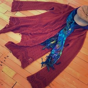 Burnt orange sweater with lace detailing